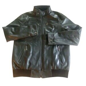 RDG Reportage Bomber Jacket Black Soft Faux Leather Italy Small Emporio